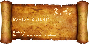 Kozicz Anikó névjegykártya